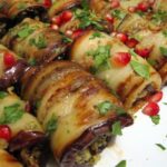 Роллы из баклажанов с ореховой начинкой
